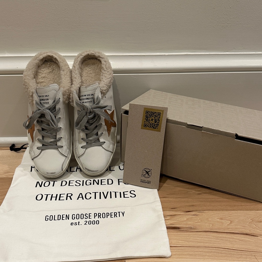 Golden Goose White Sneakers With Brown Star